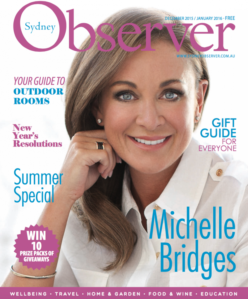 Sydney Observer December 2015 cover with Michele Bridges.