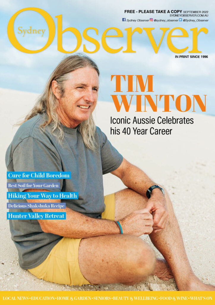 Sydney Observer September cover with writer Tim Winton.