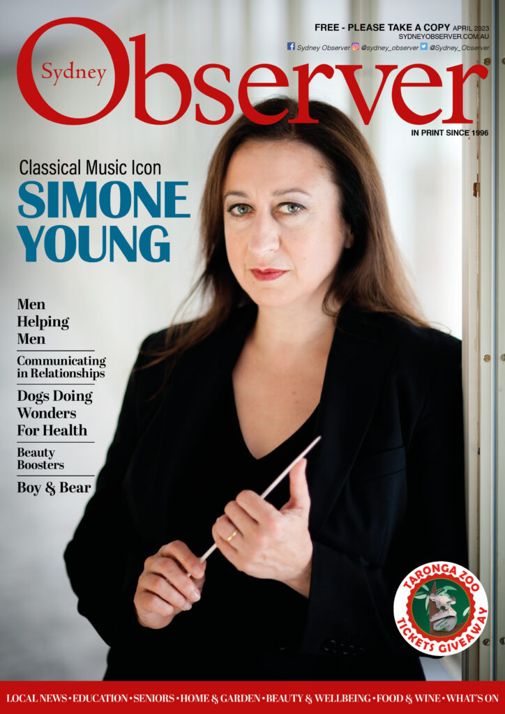 Sydney Observer April 2023 cover with music icon Simone Young.