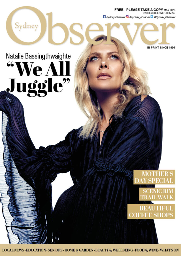 Sydney Observer May 2023 cover with Natalie Bassingwaighte.