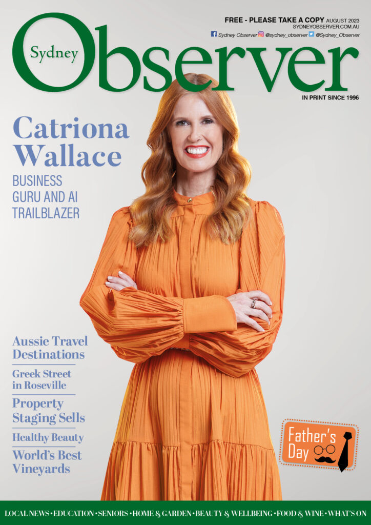 Sydney Observer August 2023 cover with Businesswoman Catriona Wallace.